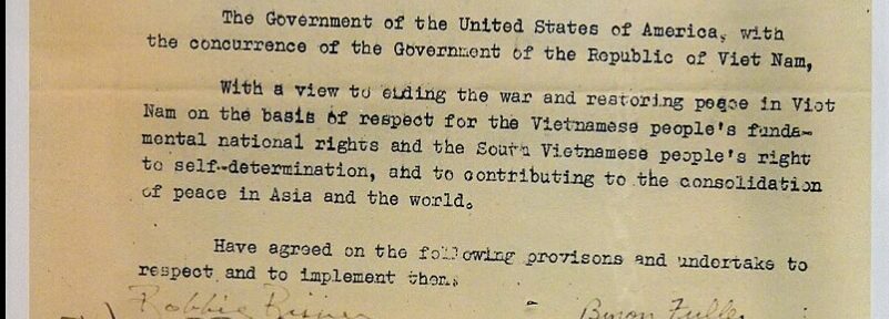 1973, 27 janvier, Accord sur la cessation de la guerre et le rétablissement de la paix, signé à Paris